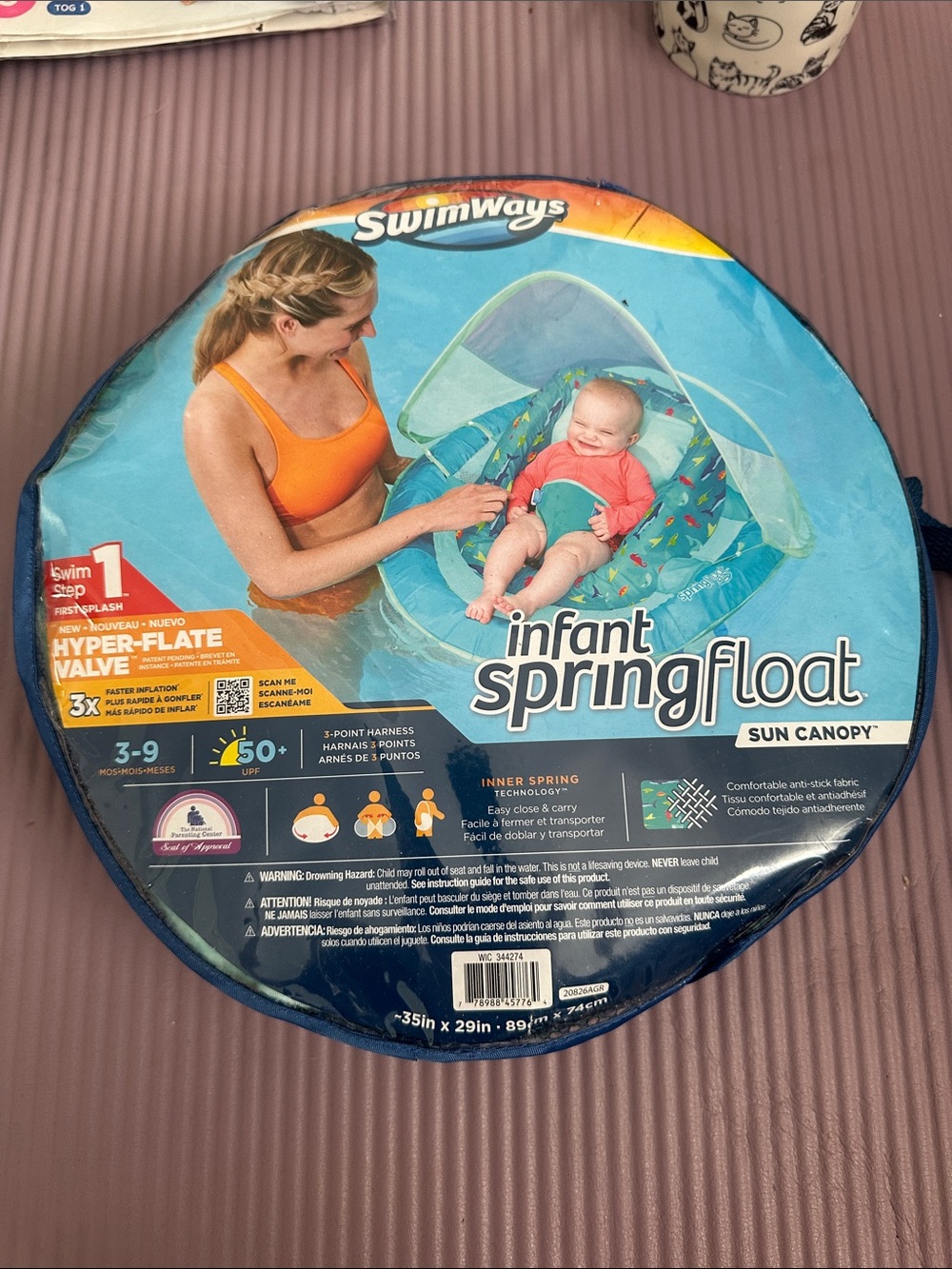 SwimWays Infant Spring Float with Sun Canopy - Teal & Aqua